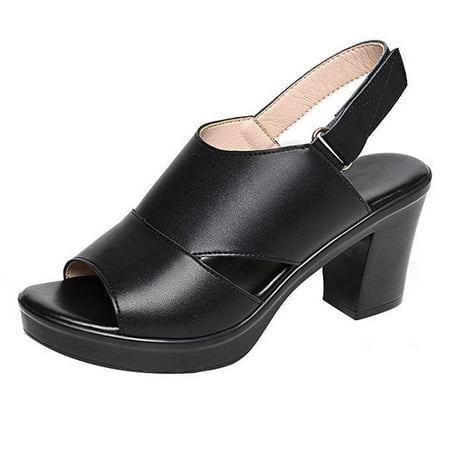 

Youmylove Women Shoes Solid Color Fish Mouth Hook Loop Hollow High Heel Casual Sandals Trendy Leisure Simple Shoes Female Footwear