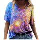thumbnail image 2 of Mujeres moda verano Sexy pliegue impreso regular mujeres manga corta cuello en V botón Top OAVQHLG3B Store  lin121212, 2 of 4