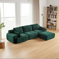 Weetoo 3-Seater Sectional Sofa , Corduroy Upholstery Sleeper Loveseat Large Couches with Pillows