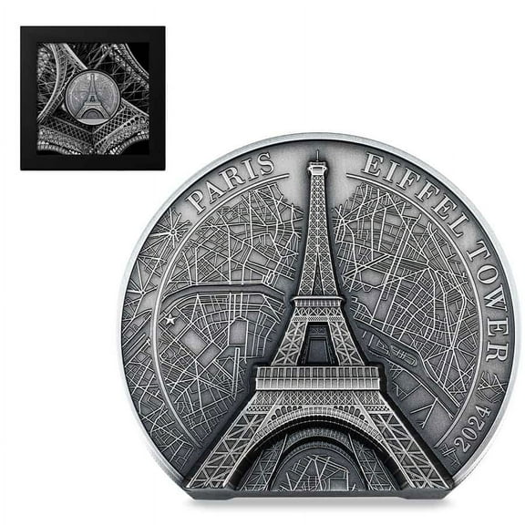2024 Cook Islands 2 oz Silver Eiffel Tower Coin .9999 Fine