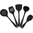thumbnail image 1 of 5 Pcs Silicone Cooking Utensils Set Reusable Nonstick Cookware Camping Spatula Kitchen Gadgets Tools Bpa Free (Black), 1 of 7