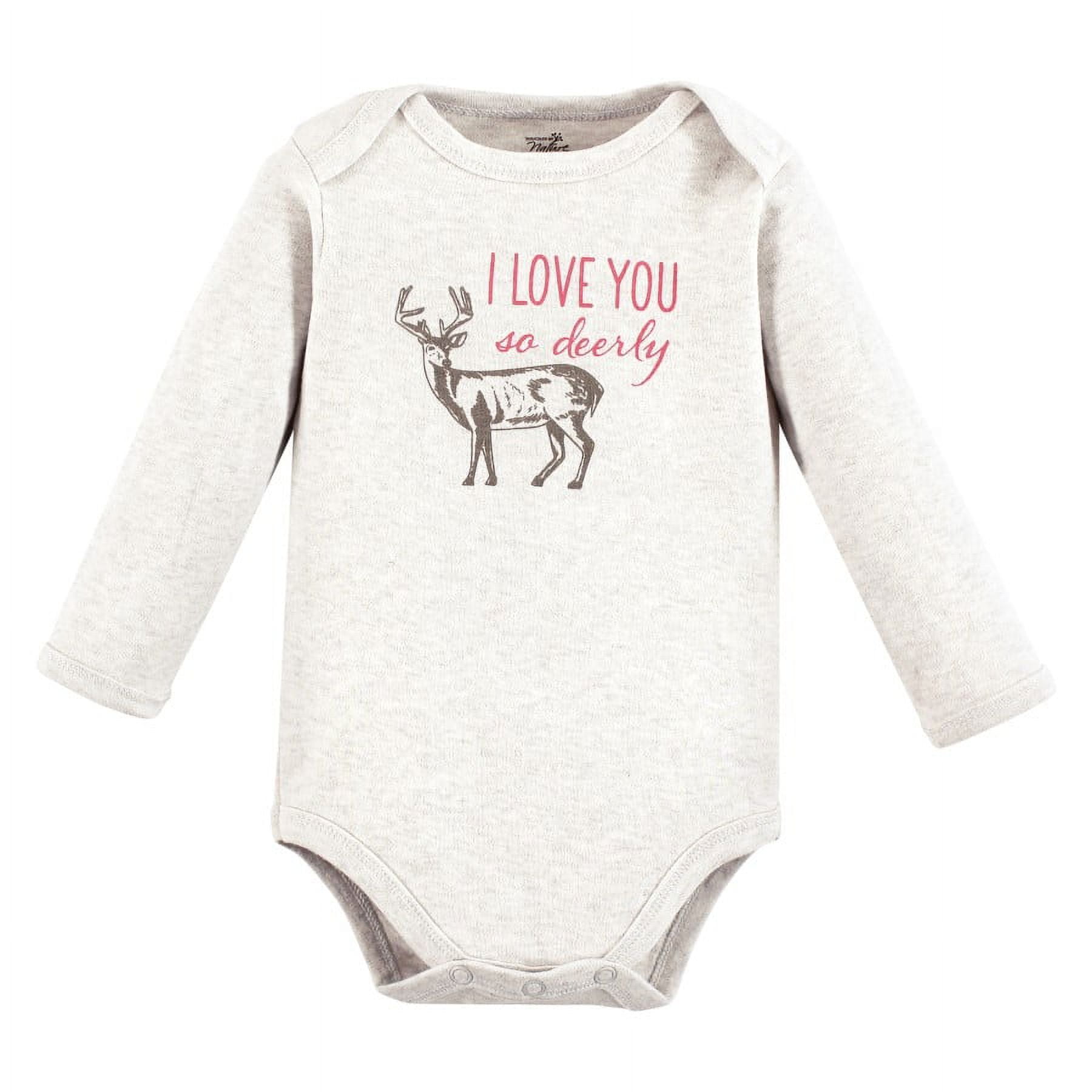 Touched by Nature Infant Girl Organic Cotton Long-Sleeve Bodysuits, Girl Woodland, 9-12 Months