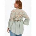thumbnail image 3 of Botón de bucle del cordón del ganchillo V cuello más el tamaño de la blusa Rosegal Blusas Tallas Grandes, 3 of 5