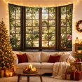 thumbnail image 3 of Cottage Garden in Triptych Window Frame, Romantic Rustic for Home Decor Lovers, Floral Landscape Wall Art, Housewarming Gift Tapestry Wall Hanging for Living Room and Bedroom, 3 of 7