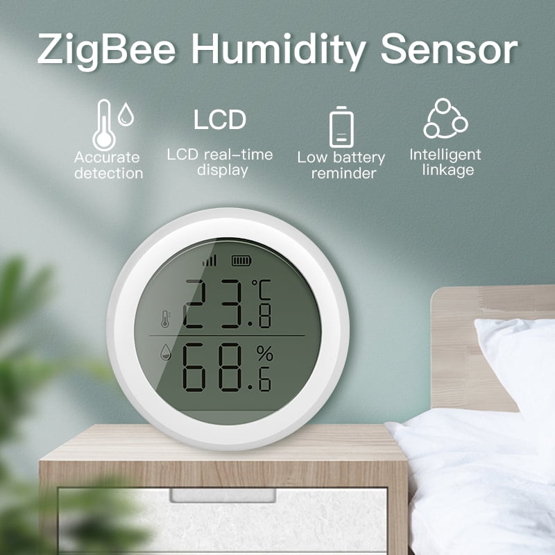 VEAT00L Zigbee Thermometer Hygrometer,TUYA Wireless Temperature Humidity Sensor with Electronic Ink Display, App Notification Alert,Free Data Storage Export,Digital Remote Monitor for Home Pet Garage