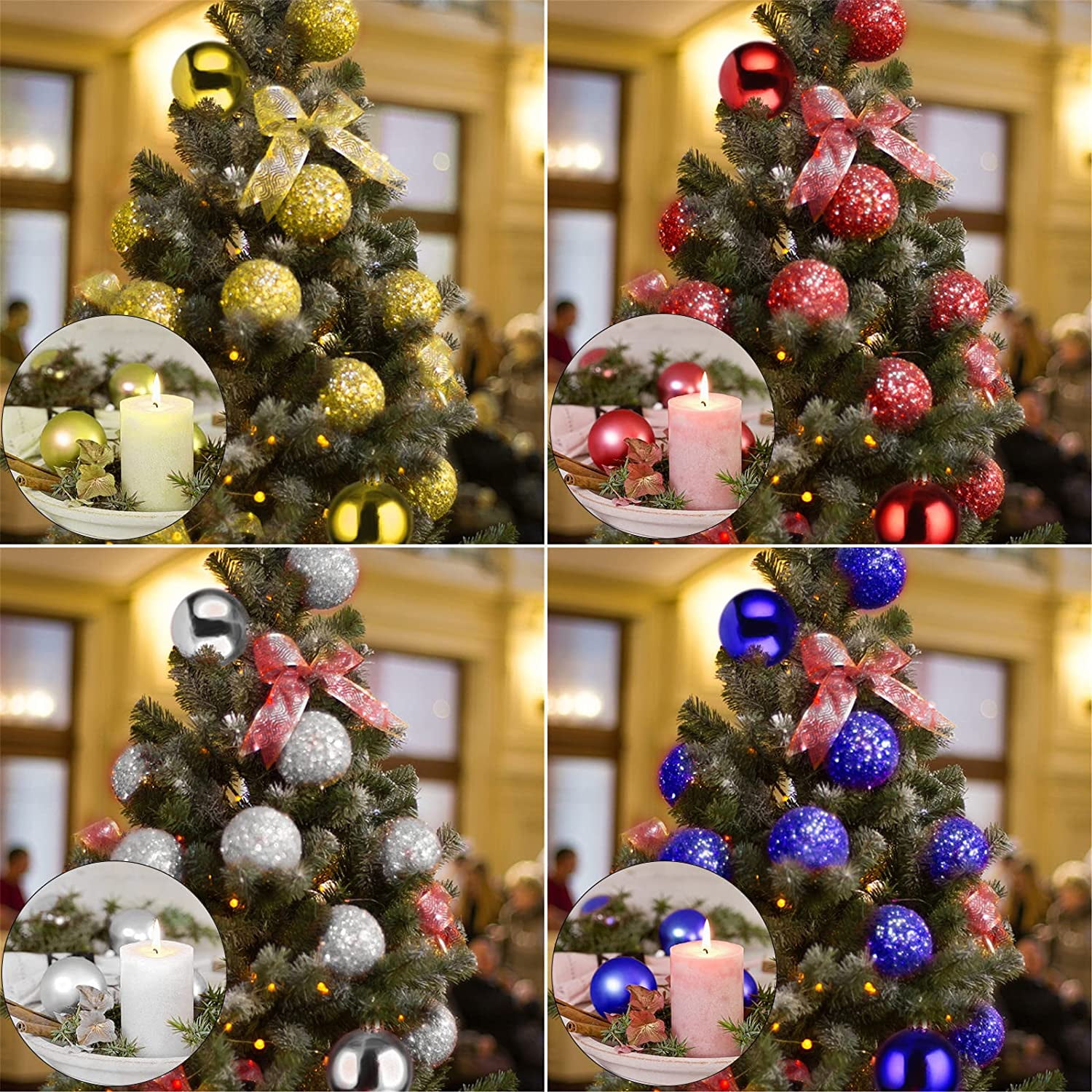 24 CT Shatterproof Christmas Ornament Balls Tree Hanging Wedding Decor MULTI 