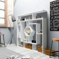 Labrina Geometric Open Shelves Bookcase, White
