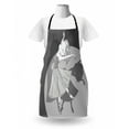 thumbnail image 3 of Retro Apron, Greyscale Style Hand Drawn Illustration of Dancing Ballerina Girl with Shadow, Unisex Kitchen Bib with Adjustable Neck for Cooking Gardening, Adult Size, Pale Grey and Grey, by Ambesonne, 3 of 4