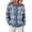 Blue, variant on JIAYUE Women Plaid Knit Cardigan Collared Button‑Up Long Sleeve Sweater Relaxed Fit Outerwear for Street‑wear