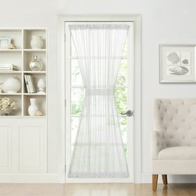 Semi Sheer French Door Curtain With Tieback Beige 72 In