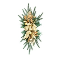 Luoshdecor Christmas Swags Teardrop Prelit ,23.6 in, Artificial Christmas Hanging Ornaments for Home Festive Christmas Garland Decoration