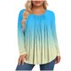 thumbnail image 1 of Mujeres de Manga Larga Tops Casual de Moda Gradiente Impresión Cuello Redondo Plegado Tamaño Superior para Uso Diario Y de Fiesta, 1 of 5