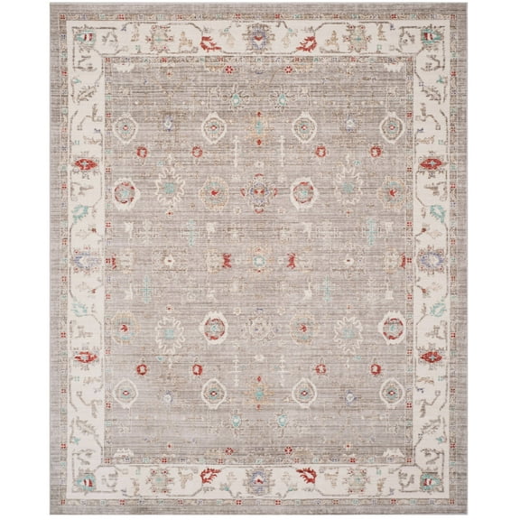 SAFAVIEH Windsor Harland Traditional Area Rug, Light Grey/Ivory, 5' x 7'