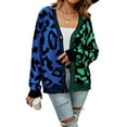 thumbnail image 2 of Liacowi Women Juniors Knit Cardigan Long Sleeve Sweater Leopard Pattern Patchwork Knitwear Coat Fall Casual Button Tops Outwear for Teen, 2 of 9