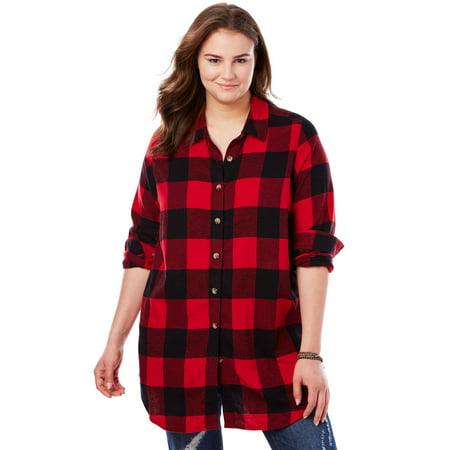 Woman Within Plus Size Classic Flannel Shirt (Best Womens Flannel Shirts 2019)