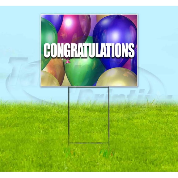 Congratulations Balloons (18" X 24") Yard Sign, Includes Metal Step Stake