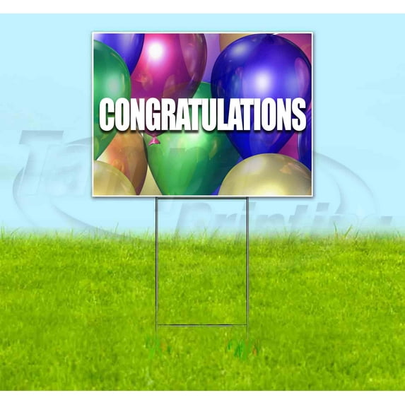 Congratulations Balloons (18" X 24") Yard Sign, Includes Metal Step Stake