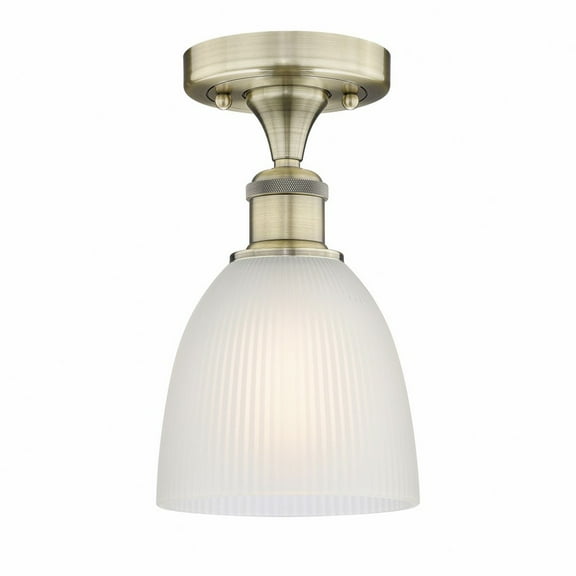 Innovations Lighting Edison Castile - 1 Light 6" Semi-Flush Mount Antique Brass/White