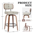 thumbnail image 2 of CRERIYO 360° Swivel Counter Height Bar Stool Set of 1, PU Leather Upholstered Bar Chair with Bentwood Legs and Backrest for Kitchen Island, Gray, 2 of 7