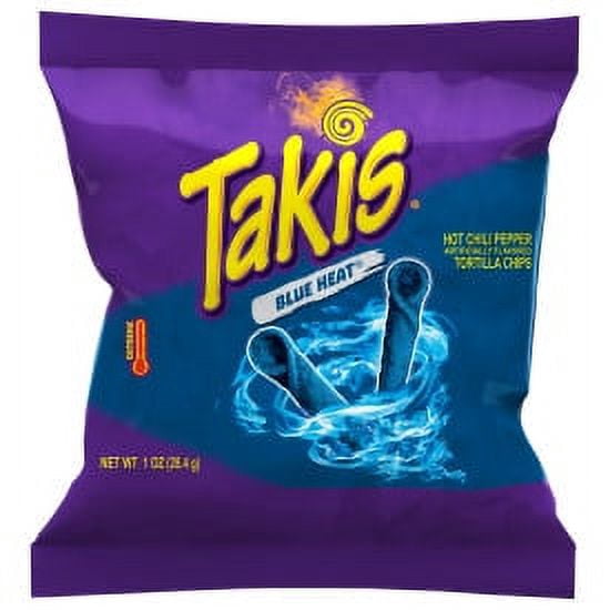 Takis Blue Heat 1 oz Bag, Hot Chili Pepper Rolled Tortilla Chips