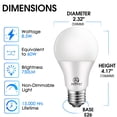 thumbnail image 2 of Bombilla LED Energetic A19, 8,5 W, 60 W, equivalente a 5000 K, paquete de 24, 2 of 7