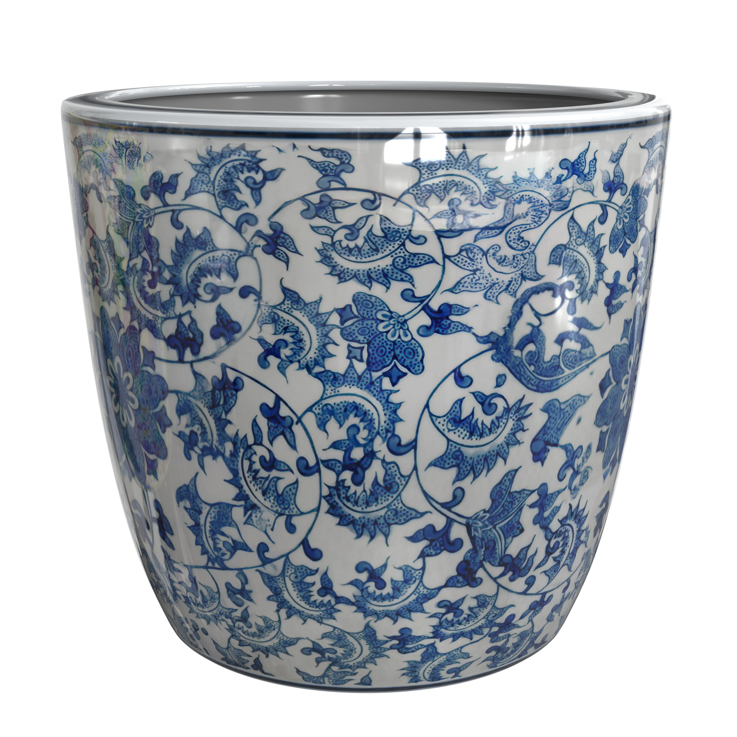8" Planter - Blue and White Floral