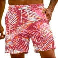 thumbnail image 2 of EchfiProm Summer Shorts for Men 2024 Red Hawaiian Style Elastic Waist Shorts Sports Running Fitness Beach Shorts 3XL, 2 of 6