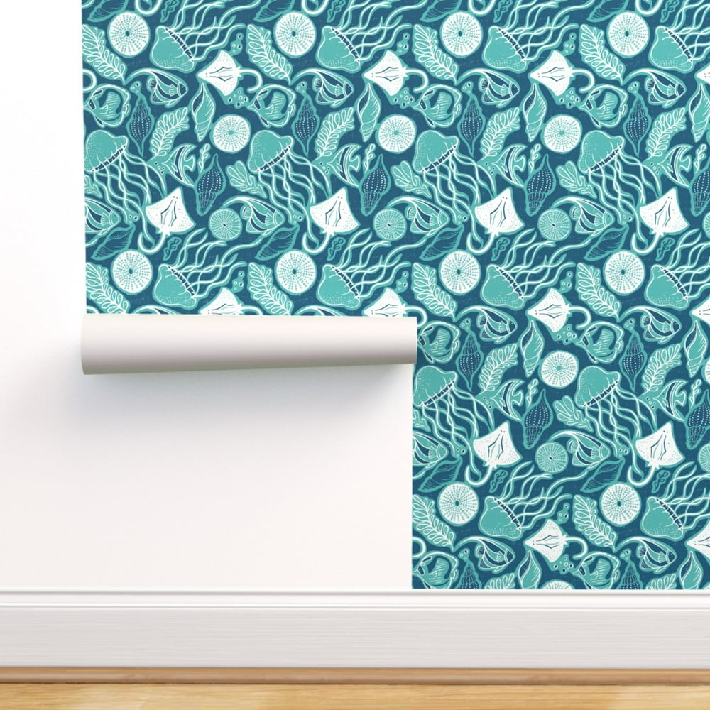 Peel-and-Stick Removable Wallpaper Nautical Animals Ocean Underwater