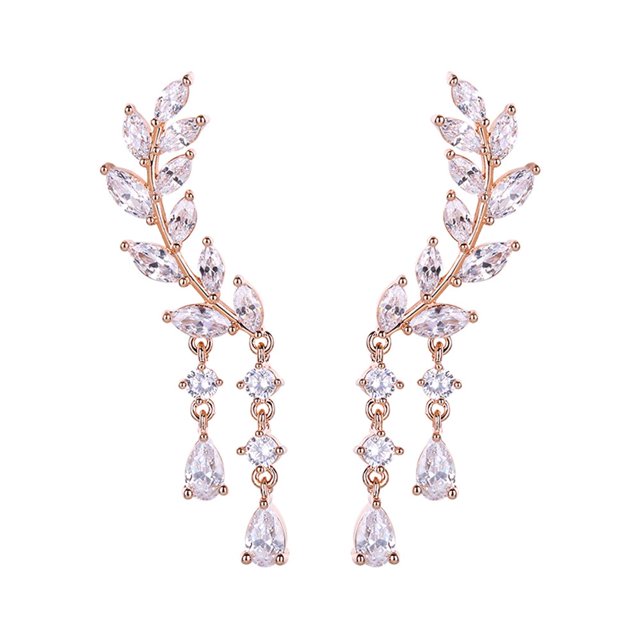 Pendientes para trepar Chicinside con forma de circonita cúbica hojas de cristal