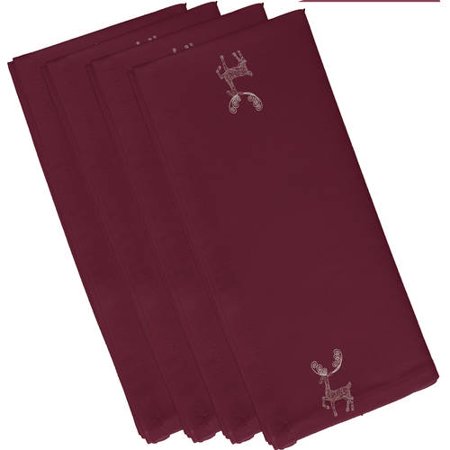 Simply Daisy 19  x 19  Deer Crossing Holiday Animal Print Napkins  Set of 4