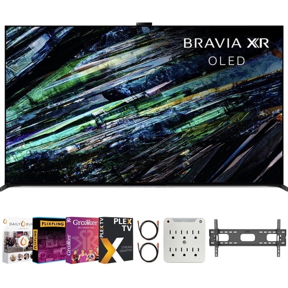 Sony XR77A95LBRAVIA XR A95L 77 inch QD-OLED 4K HDR Smart TV with Google TV (2023) Bundle with Premiere Movies Streaming   37-100 Inch TV Wall Mount   6-Outlet Surge Adapter   2X 6FT 4K HDMI 2.0 Cable