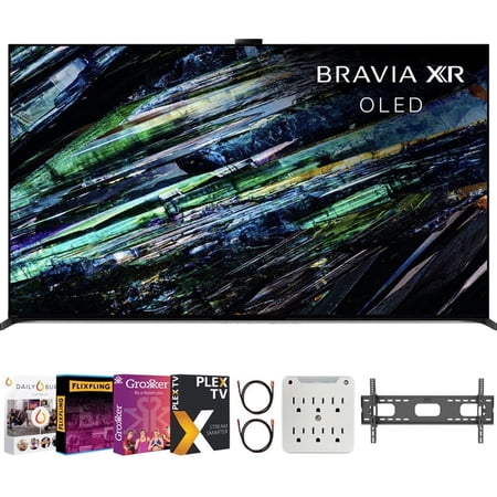 Sony XR77A95LBRAVIA XR A95L 77 inch QD-OLED 4K HDR Smart TV with Google TV (2023) Bundle with Premiere Movies Streaming + 37-100 Inch TV Wall Mount + 6-Outlet Surge Adapter + 2X 6FT 4K HDMI 2.0 Cable