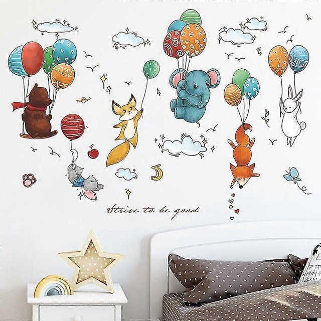 Animal Wall Stickers, Nursery Animal Wall Stickers, Watercolor Baby Room Wall Stickers, Balloon Animal Wall Stickers, DIY Wall Stickers, Cute for Boy