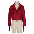 thumbnail image 7 of Kukoosong Women's Fringe Faux Suede Leather Jackets, Fall Fashion Tassel Motorcycle Bomber Coats, Open Front Cropped Coat Outwear, 7 of 7
