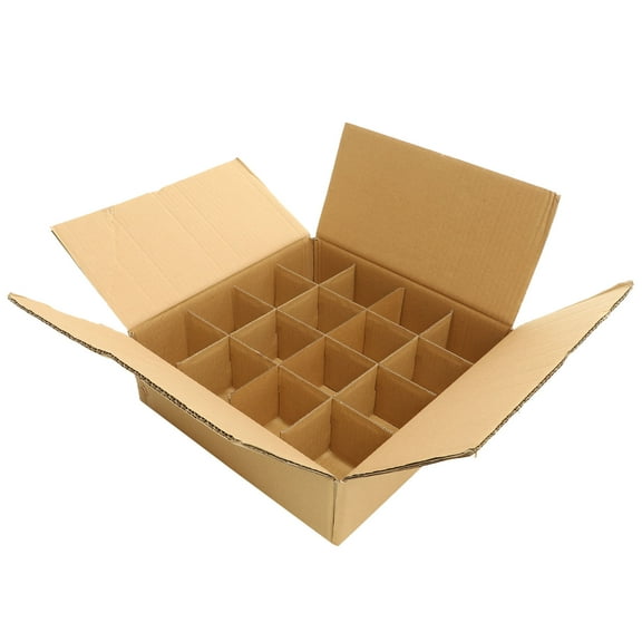 UPOUART 1Set Corrugated Paper Box Khaki Multi-Grid Design for Shipping and Storage 34.5X34.5X10.5In