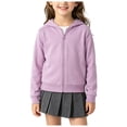 thumbnail image 2 of RFQWOVSR Girls Solid Color Zip Up Hoodie Soft Comfortable Casual Jacket 13-14 Years, 2 of 6