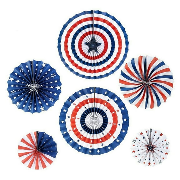 Midsumdr 4th of July Decorations Independence Day Party Supplies Decorative Red White and Blue Paper Fans 6 Pack Garden Decor Home Decor Clearance