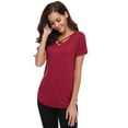 thumbnail image 6 of Purcoar Womens Sexy Criss Cross Front V-Neck Short Sleeve T-Shirt Tunic Tops, 6 of 9