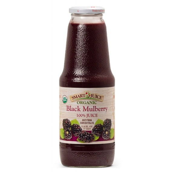 Smart Juice Organic Black Mulberry Juice - 33.8 fl oz (1L) - (case of 6) 100% Juice Not From Concentrate