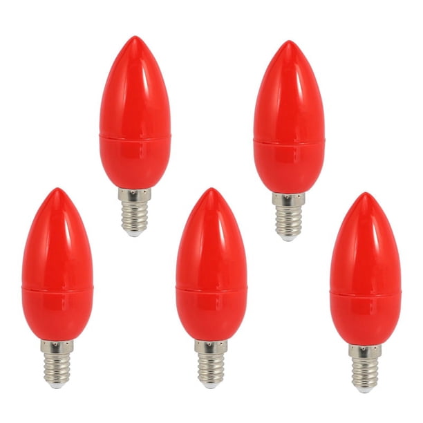 5X Bombilla de Velas de Luz LED Bombilla de Luz Roja con Luces de Luces de Vela con Ahorro de Energia,E14
