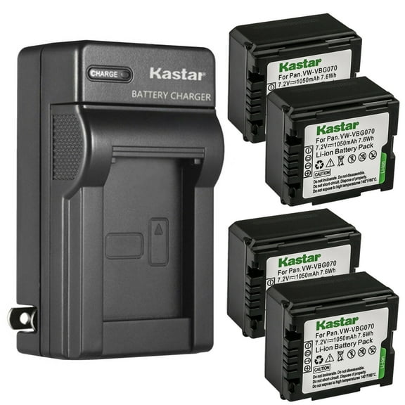 Kastar 4-Pack Battery and AC Wall Charger Replacement for Panasonic AG-AC130AP, AG-AC160, AG-AC160A, AG-AC160AEJ, AG-AC160AP, AG-HMC40, AG-HMC43, AG-HMC45A, AG-HMC70, AG-HMC70U, AG-HMC73MC, AG-HMC80