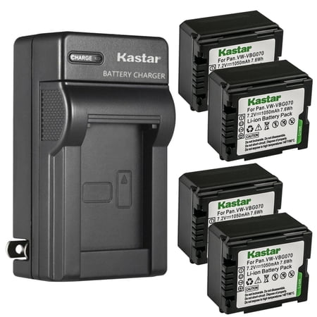 Kastar 4-Pack Battery and AC Wall Charger Replacement for Panasonic AG-AC130AP AG-AC160 AG-AC160A AG-AC160AEJ AG-AC160AP AG-HMC40 AG-HMC43 AG-HMC45A AG-HMC70 AG-HMC70U AG-HMC73MC AG-HMC80