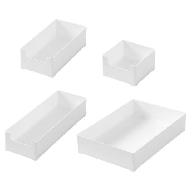 White Plastic Drawer Organizer for Storage Suitable for Desk Accessories and Makeup 4pcs Set