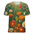 thumbnail image 5 of Nostalgic Vintage Floral Women's Short Sleeve Tops Casual Blouses T Shirt, 5 of 6