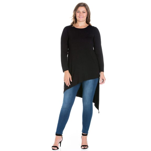 Plus Size Long Sleeve Asymmetrical Tunic Top