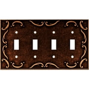 French Lace Quad Switch Wall Plate, Sponged Copper