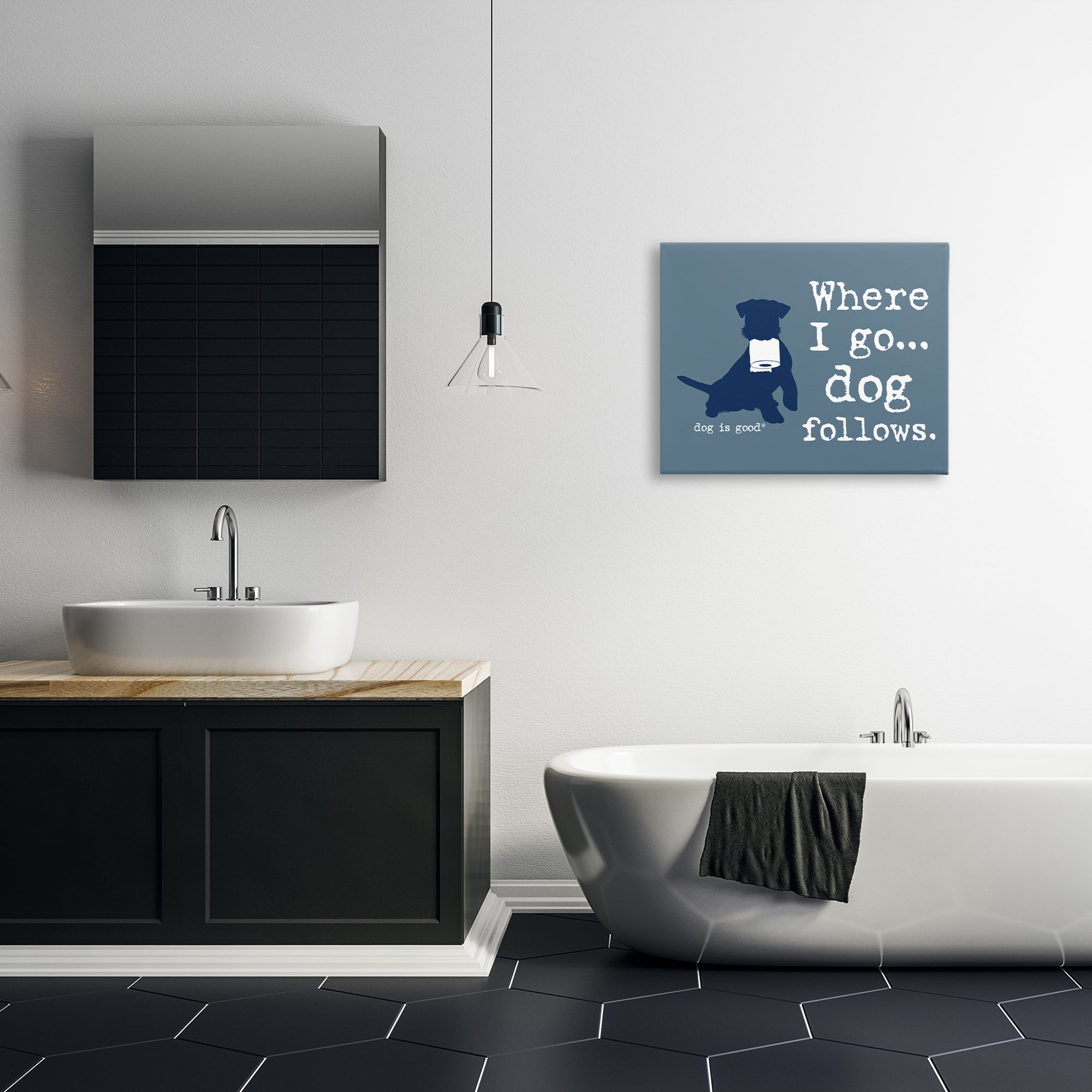 Stupell Industries Where I Go Dog Follows Animals Painting Wrapped Canvas Art Print Wall Art, 30 x 24