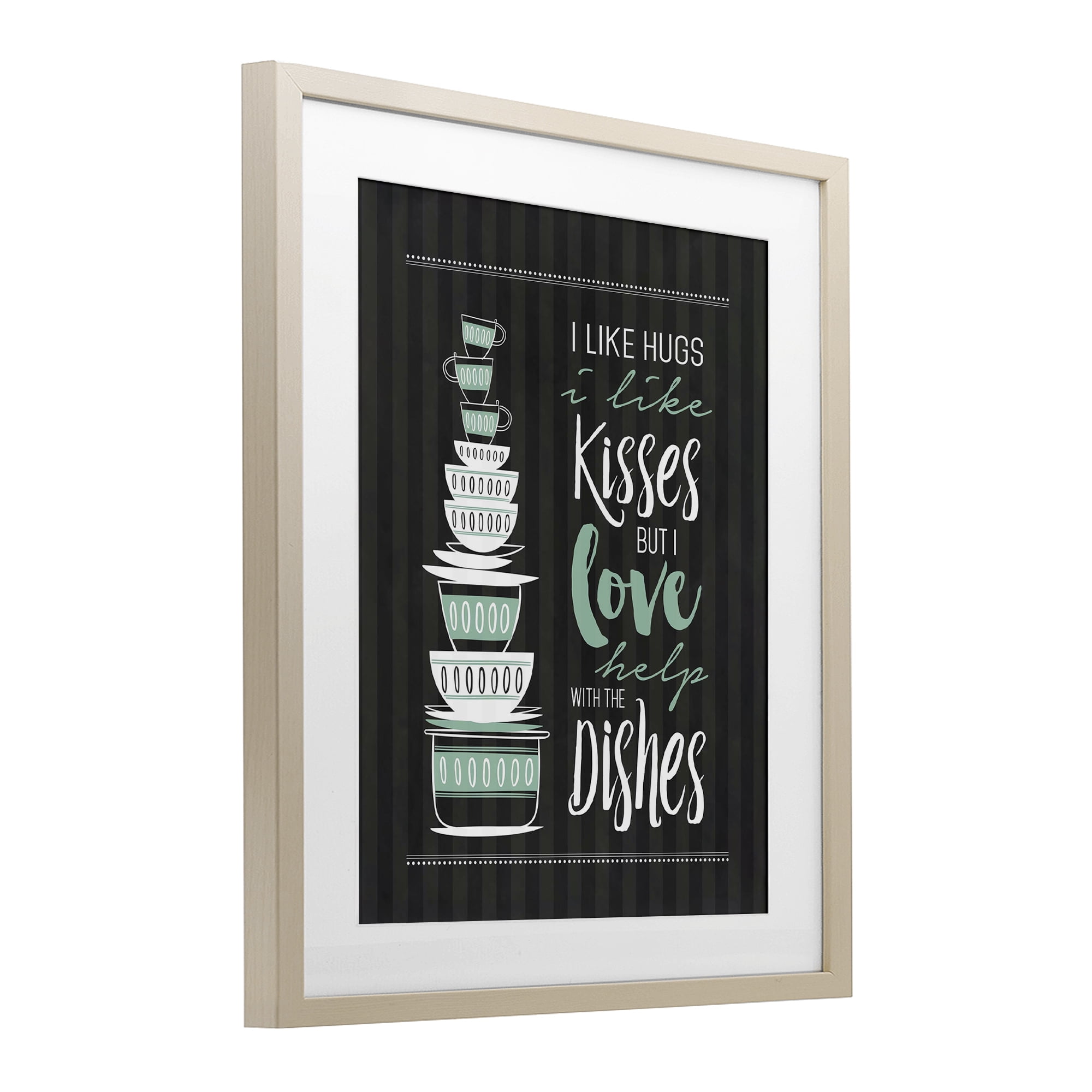 Love Help With Dishes Birch Framed Print Under Glass, design by Lettered and Lined