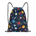 thumbnail image 1 of Xecao Space Cartoon Pattern Sports Drawstring Backpack - String Swim Gym Bag with Wet Proof Pocket for Women&Men-Small, 1 of 6