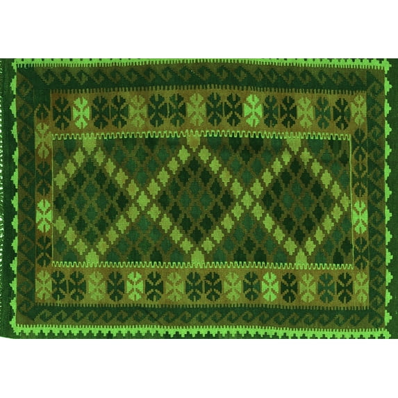 Ahgly Company Indoor Rectangle Southwestern Green Country Area Rugs, 5' x 7'